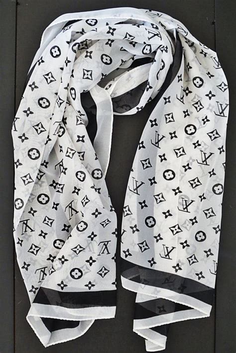 black and white lv scarf